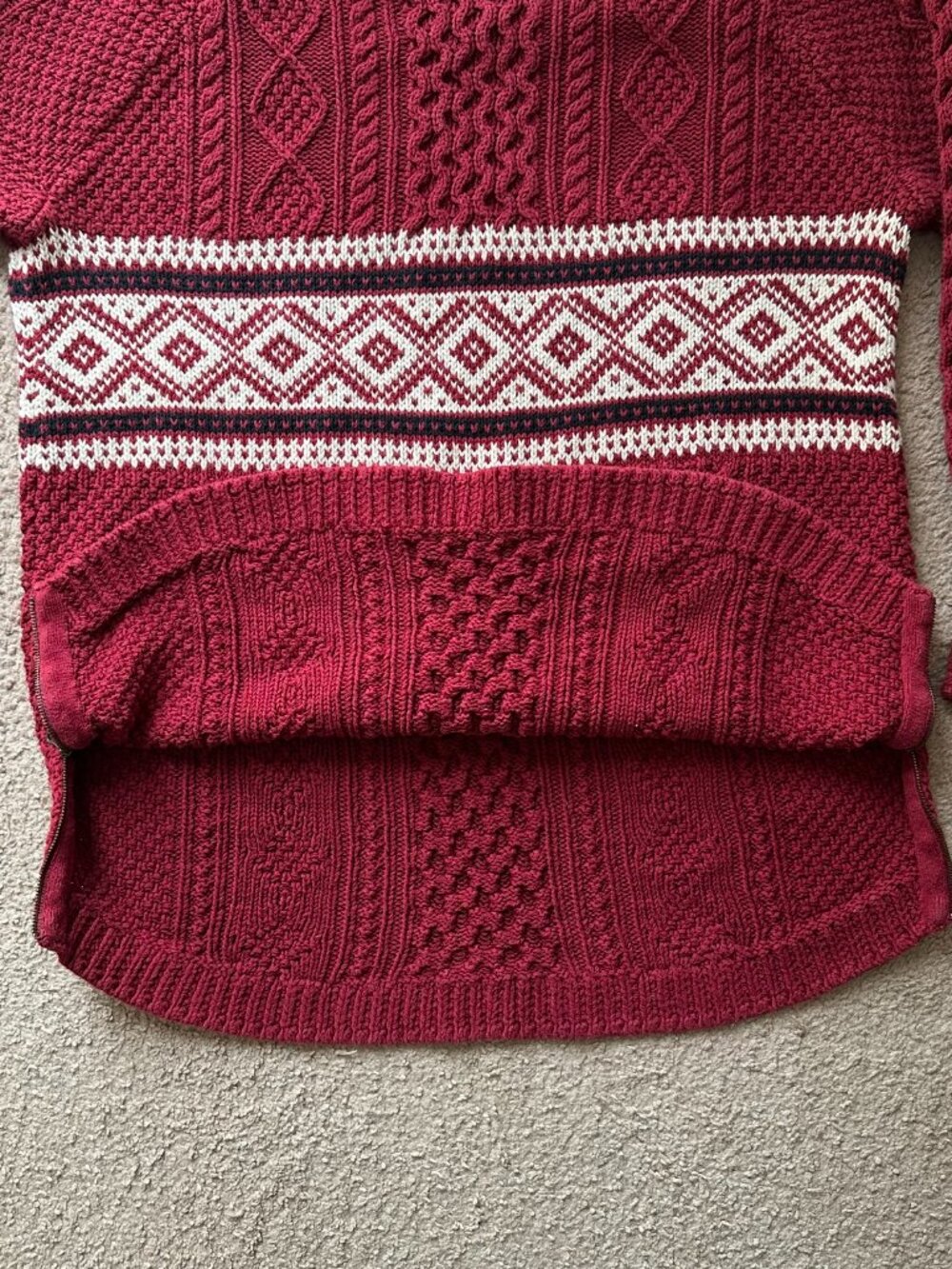 LL Bean Sweater Womens XL Signature Crewneck Chunky Cableknit Long Sleeve Red - Picture 6 of 12